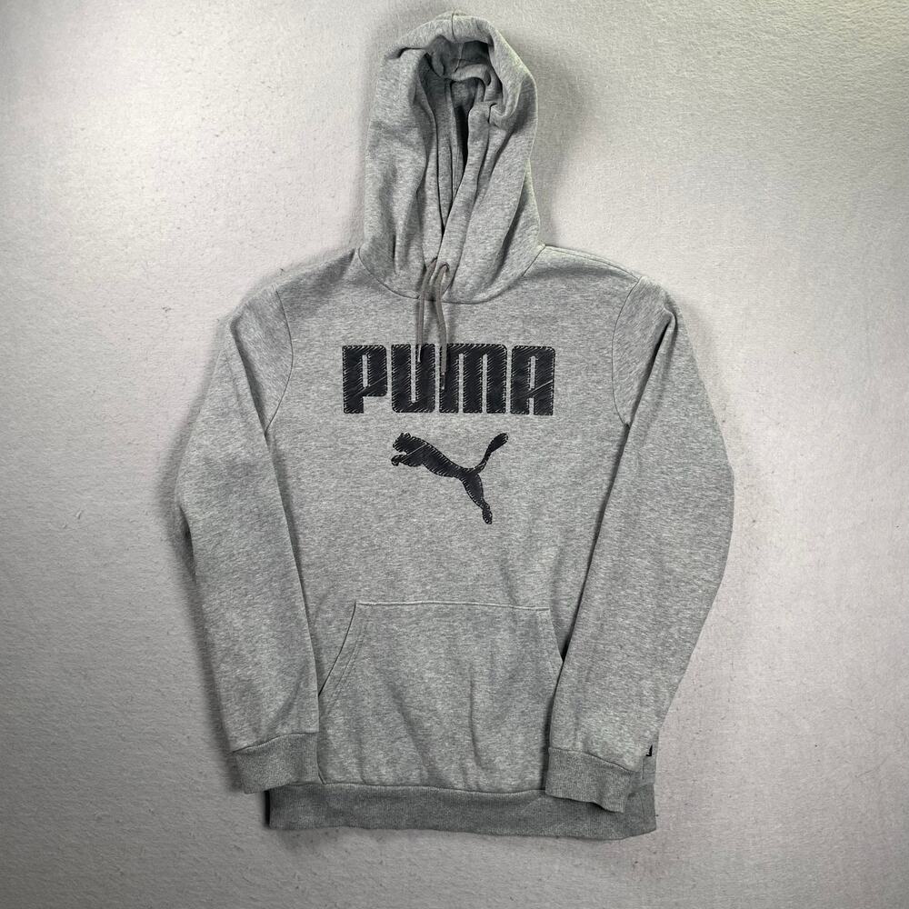 Puma Hoodie Men’s Small Gray Logo Graphic Pullover